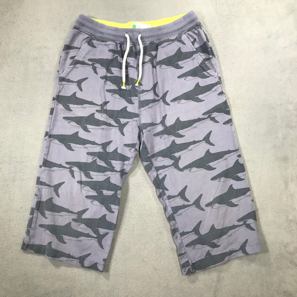 Boden Sweatpants Long Shorts Kids Size 13Y Blue Shark Print Good Drawstring